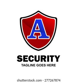 Red shield logo - Abstract secure shield logo design - various geometric shapes - Security visual identity - Security Logo template Monogram design elements Business sign identity vector illustration