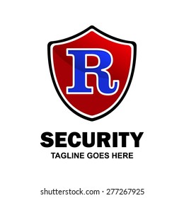 Red shield logo - Abstract secure shield logo design - various geometric shapes - Security visual identity - Security Logo template Monogram design elements Business sign identity vector illustration