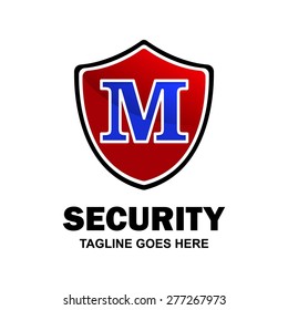 Red shield logo - Abstract secure shield logo design - various geometric shapes - Security visual identity - Security Logo template Monogram design elements Business sign identity vector illustration