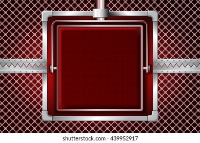 Red shield with a metal grid