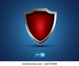 red shield on the blue background