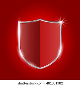 Red shield protection icon.Vector Illustration
