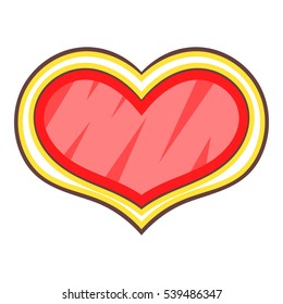 Red shield in the shape of heart icon. Cartoon illustration of shield in the shape of heart vector icon for web