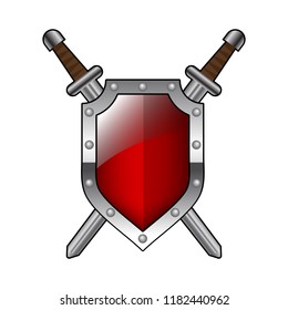 red shield with swords