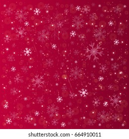 Red shine background with snowflakes