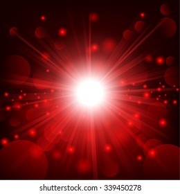 Red shine with lens flare background