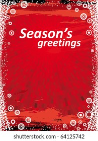 Red shine Winter background with snow border and Season's greetings text