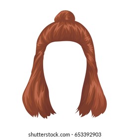 Red with a shingle.Back hairstyle single icon in cartoon style vector symbol stock illustration web.