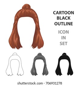 Red with a shingle.Back hairstyle single icon in cartoon style vector symbol stock illustration web.