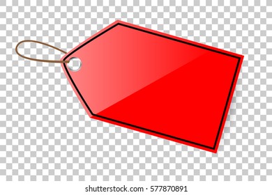 Red Shining Blank Tag with Black List at Transparent Effect Background
