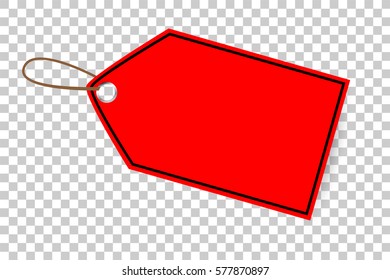 Red Shining Blank Tag with Black List at Transparent Effect Background
