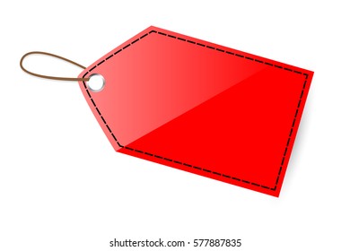 Red Shining Blank Tag, with Black List, isolated on white
