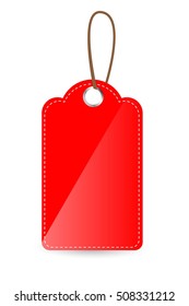 Red Shining Blank Tag, isolated on white
