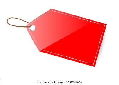 Red Shining Blank Tag isolated on white
