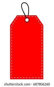 Red Shining Blank Tag, Isolated on White