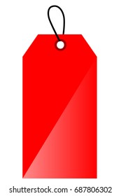 Red Shining Blank Tag, Isolated on White