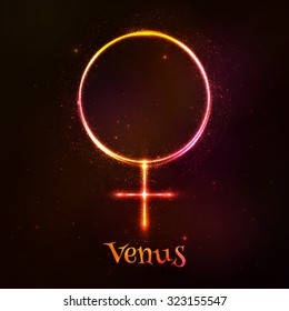 Red shining cosmic neon Venus vector symbol