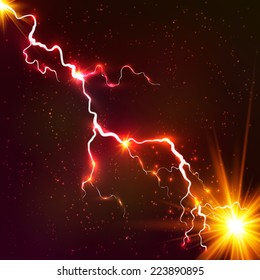 Red shining cosmic plasma vector lightning