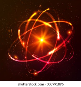 Red shining cosmic vector atom model
