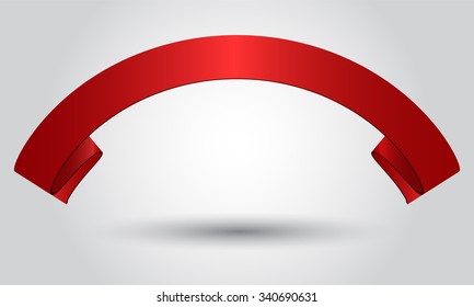 Red shining curled shining round circle ribbon banner for your design, poster, brochure etc