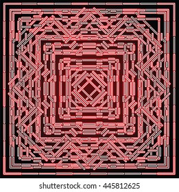 red shining dashed lines abstract vector dark background