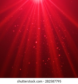 Red shining light top magic abstract vector background