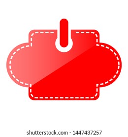 Red Shining Oval and Square Blank Tag, Icon Style, Isolated on White
