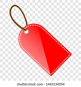 Red Shining rectangle Blank Tag with at transparent effect background
