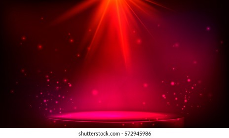 Red shining scene in red light. magic vector background