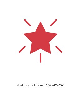 Red shining star flat vector icon isolated on a white background,Glowing Christmas star icon.