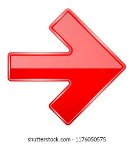 Red shiny 3d arrow. Vector illustration isolated on white background