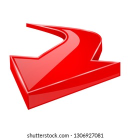 Red shiny 3d arrow. Vector illustration isolated on white background