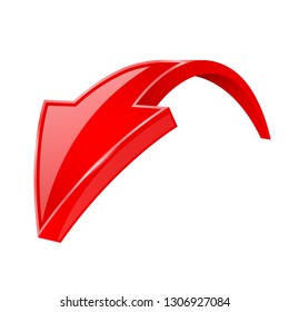 Red shiny 3d arrow. Vector illustration isolated on white background