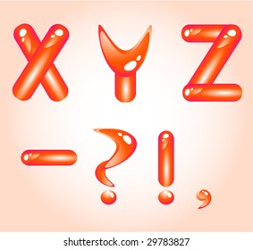 Red shiny alphabet. Part 5