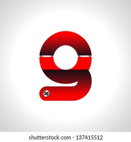 Red shiny alphabet. Set of letters isolated on white.