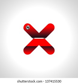 Red shiny alphabet. Set of letters isolated on white.