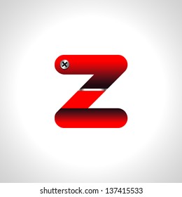Red shiny alphabet. Set of letters isolated on white.