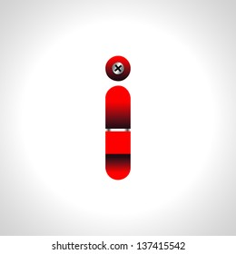 Red shiny alphabet. Set of letters isolated on white.
