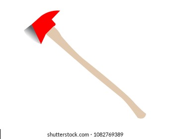 Red shiny axe with handle