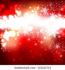 red shiny background with snowflakes for Christmas and New Year