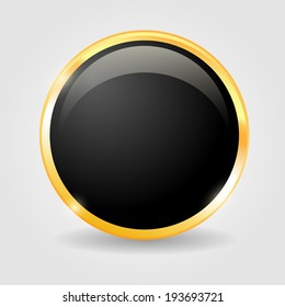 Red shiny button with metallic elements, vector design for website.