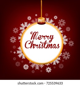 Red shiny christmas background with bauble, illustration, Christmas background