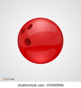 Red shiny and clean bawling ball. Vector illustration.