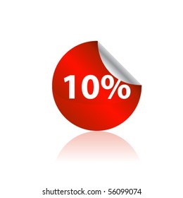 Red shiny discount tag. Vector