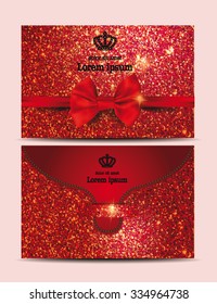Red shiny envelope with silk ribbon