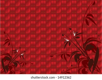 Red shiny floral background