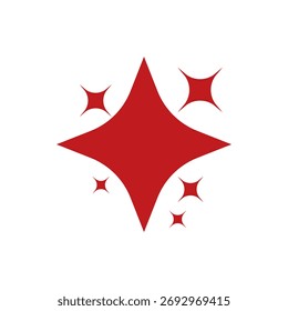 Símbolo rojo brillante del icono de la chispa de la estrella de cuatro puntas