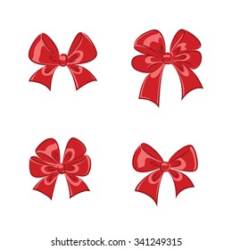 Red shiny gift bows collection set for your design