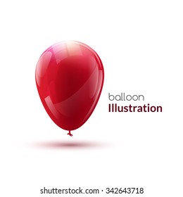 Red shiny glossy balloon, vector illustration