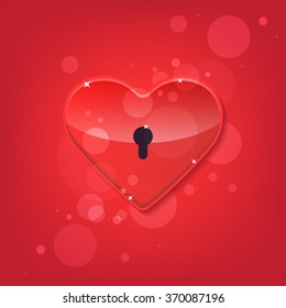 Red shiny heart lock shape.